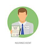 Insurance Agent Flat Icon for Web Site, Advertising with Policy.