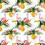 Seamless Tropical Pattern. Tropical summer seamless pattern background.