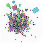 3d render of Rainbow coloured cubes