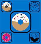 Set of vector icons of doughnut in various icon styles