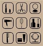 Set of vector icons representing beauty and spa concepts