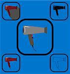 Set of vector icons of hairdryer made in various icon styles