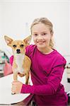 Portrait of girl holding her pet dog