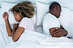 Young couple sleeping back to back and ignoring each other