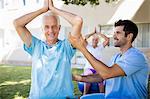 Senior couple doing exercises