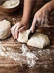 Baker cutting dough