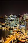 Financial District at night, Singapore, Southeast Asia, Asia