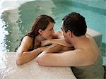 Italy, Amalfi Coast, Ravello, Mature couple relaxing in swimming pool