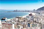 Elevated view of buildings and coastline, Copacabana, Rio de Janeiro, Brazil