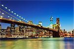 NIGHT NEW YORK Brooklyn Bridge Bay Bridge  river NYC
