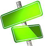 Green two road sign isolated image with hi-res rendered artwork that could be used for any graphic design.