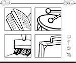 Black and White Cartoon Illustration of Educational Activity for Preschool Children with Objects for Coloring Book