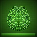 Vector Illustration of Human Brain Concept on Green Background