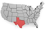 Texas map image with hi-res rendered artwork that could be used for any graphic design.