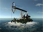 Island in the ocean and the oil pump
