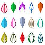 Different origami colorful simple leaves on white background