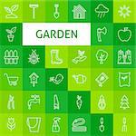 Line Art Garden and Flowers Icons Set. Vector Set Modern Outline Nature Gardening Tools.