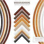 Wooden borders vector seamless pattern brushes with corners. Used pattern brushes included in Brushes panel.