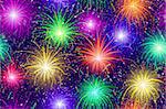 Firework Background Seamless of Various Colors. Pattern for Holiday Design