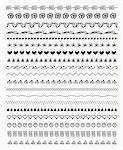 Collection of Black Hand Drawn Doodle Pattern Brushes, Tiles, Line Borders. Decorative Sketched Rustic Vector Illustration