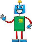 Cartoon Illustration of Funny Robot Fantasy Character