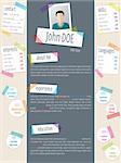 Modern resume cv curriculum vitae template design with color tapes and post its
