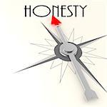 Compass with honesty word image with hi-res rendered artwork that could be used for any graphic design.