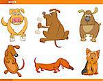 Cartoon Illustration of Dogs Animal Characters Set