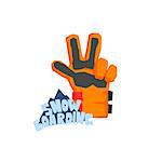 Snowboarding Glove With Logo Flat Isolated Simple Design Vector Illustration on White Background