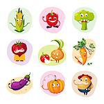 Funny Vegetable Characters Set Of Colorful Flat Vector Icons In Childish Cartoon Style Isolated On Different Backgrounds