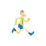Old Man Jogging Cute Cartoon Style Isolated Flat Vector Illustration On White Background