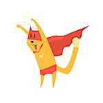 Super Hero Cat Attacking Flat Geometrical Design Cool  Vector Icon On White Background
