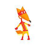 Fox Super Hero Character Flat Geometrical Design Cool  Vector Icon On White Background