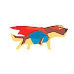 Dog  Super Hero Character Flat Geometrical Design Cool  Vector Icon On White Background