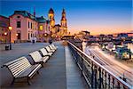 Image of Dresden, Germany during twilight blue hour.