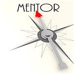 Compass with mentor word image with hi-res rendered artwork that could be used for any graphic design.
