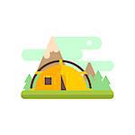 Mountsin Camping Primitive Style Graphic Colorful Flat Vector Image On White Background