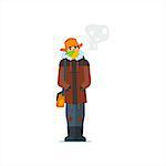 Man In Cap With Flaps Primitive Vector Flat Isolated Illustration On White Background