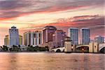 West Palm Beach, Florida, USA skyline on the Intracoastal Waterway.