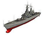 American Modern Warship On White Background. 3D Illustration.