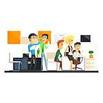 Office Team Working Flat Vector Graphic Geometric Style Illustration On White Background