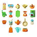 Kitchen Appliences Flat isolated Objects Icons Set In Simpified Vector Design On White Background