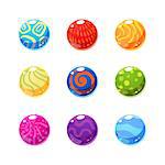 Multicolor Spheric Objects Set Of Flat Brightly Coloured Vector Design Cute Icons Isolated On White Background