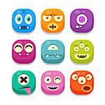 Monster Emoji  Colorful Bright Childish Cartoon Style Icons Set For Smartphone Flat Vector Design Isolated On White Background