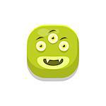 Content Monster Square Icon Isolated On White Background In Fun Childish Emoji Style Vector Design