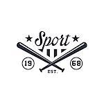 Classic Sport With Crossed Bats Black And White Vintage Design Isolated On White Background Vector Print