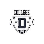 Classic College Sport  Black And White Vintage Design Isolated On White Background Vector Print