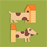 Dachshund Separated Halves Funny Flat Vector Illustration In Creative Applique Style