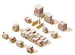 Isometric set of the different buildings