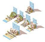 Set of the isometric car travel related landscape